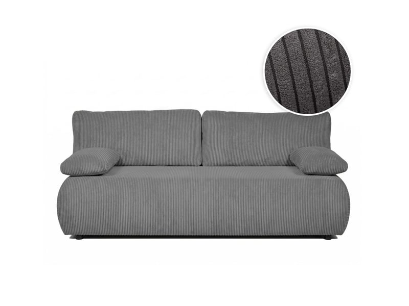  Canapé droit veluto convertible avec coffre en velours côtelé - gris foncé VELUTO - Conforama A