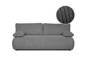 Canapé droit convertible LOUNGITUDE VELUTO 3 places Velours côtelé gris avec coffre de rangement