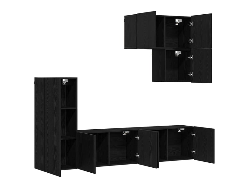  Unité murale de tv 5 pcs chêne noir bois d'ingénierie shl4695  - Conforama E