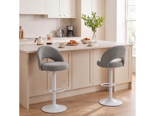 Lot de 2 tabourets de bar, chaises de bar réglables en hauteur, assise rembourrée en chenille, pivotant 360°, gris