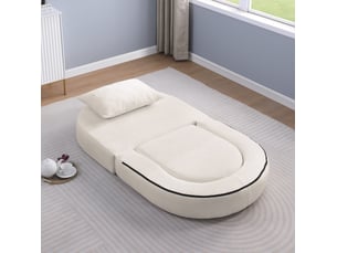 Canapé-lit convertible pliable 101x90x41 cm avec coussin en chenille beige