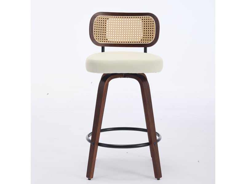 Lot de 3 tabourets de bar pivotants à 360° en similicuir pu beige W3223P403702 - Conforama A
