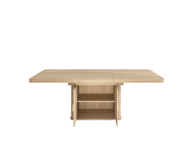 Table à manger extensible 150x90 cm à 200x90 cm avec rangement, coloris chêne - Conforama D