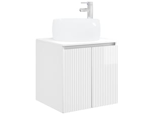Vanité de lavabo mural, meuble de rangement blanc brillant 49.5x44.5x66 cm