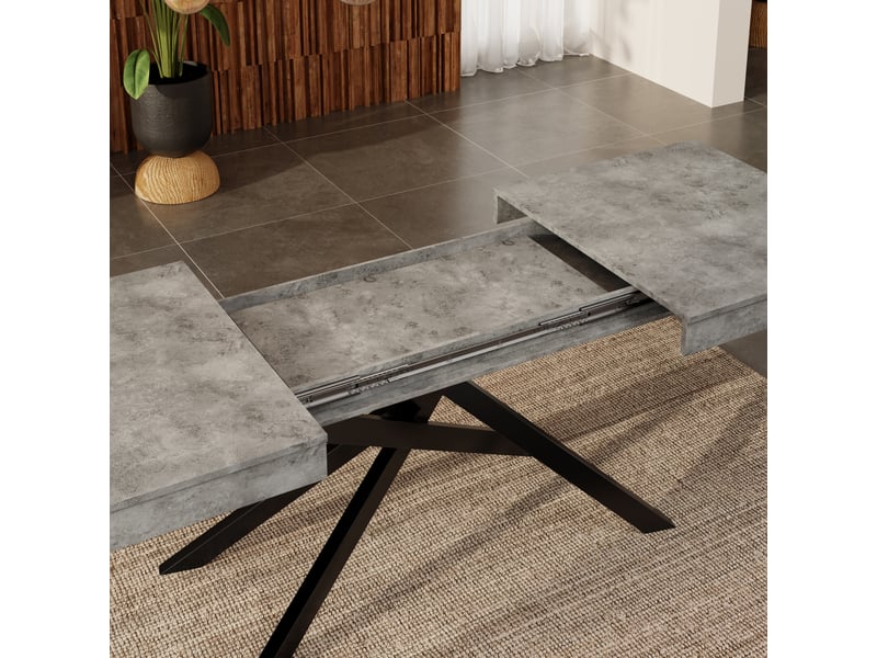  Table extensible grise avec pieds croisés 140-180 x 80 cm Fay Lum - Conforama D