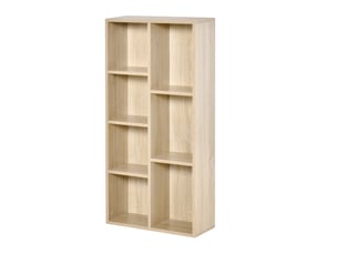 Meuble de rangement bibliothèque étagère 7 cubes pour intérieur, salon, chambre - 50l x 24p x 106h cm, bois naturel