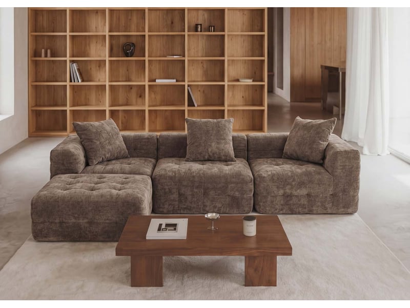  Canapé hwc-r33, canapé 3 places rembourré, canapé lounge, tissu, textile (340 gm²) 270 cm - marron  - Conforama B