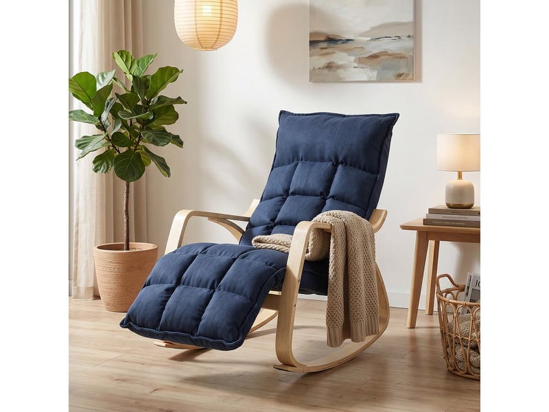  Fauteuil à bascule, fauteuil à bascule avec dossier haut, bleu foncé  - Conforama D