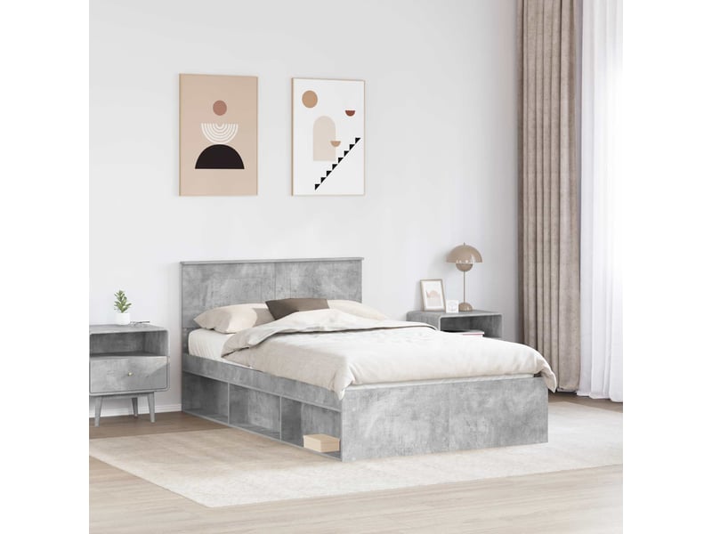  Lit double- lit adulte -  cadre de lit béton 120 x 200 cm bois d'ingénierie  - Conforama B