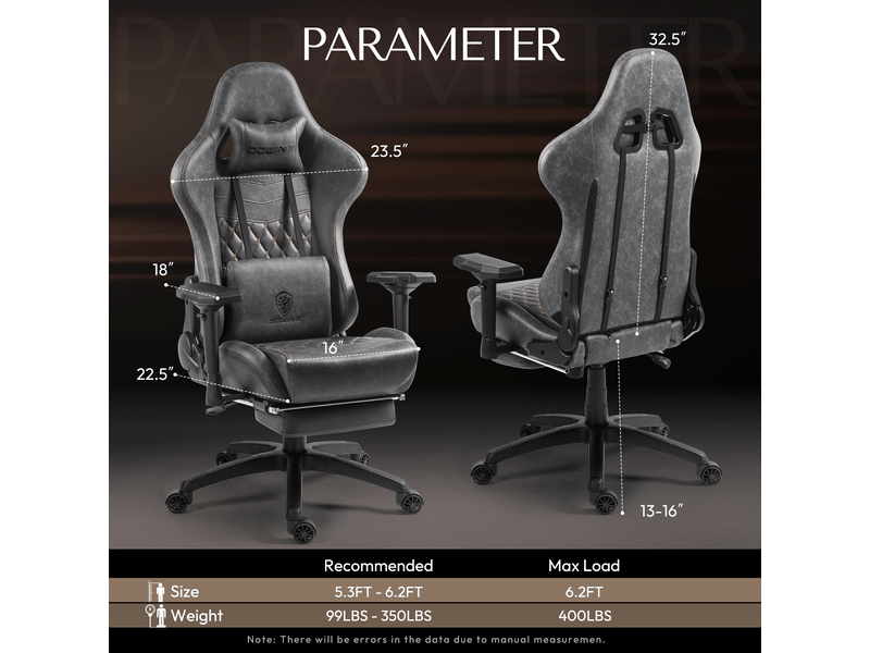  Fauteuil de bureau et gaming ergonomique – modèle large – fonction chauffage et massage – soutien lombaire – accoudoirs – repose-pieds – gris  - Conforama C