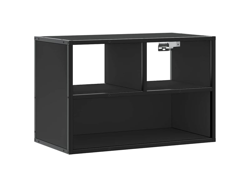  Meuble tv - banc tv - meuble de rangement noir 60x31x39,5 cm bois d'ingénierie et métal  - Conforama A