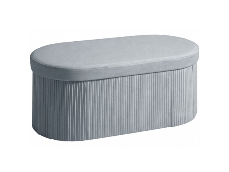  Banc coffre pliable gris foncé effet velours, rembourré, 76x38x35 cm, pour salon  - Conforama A