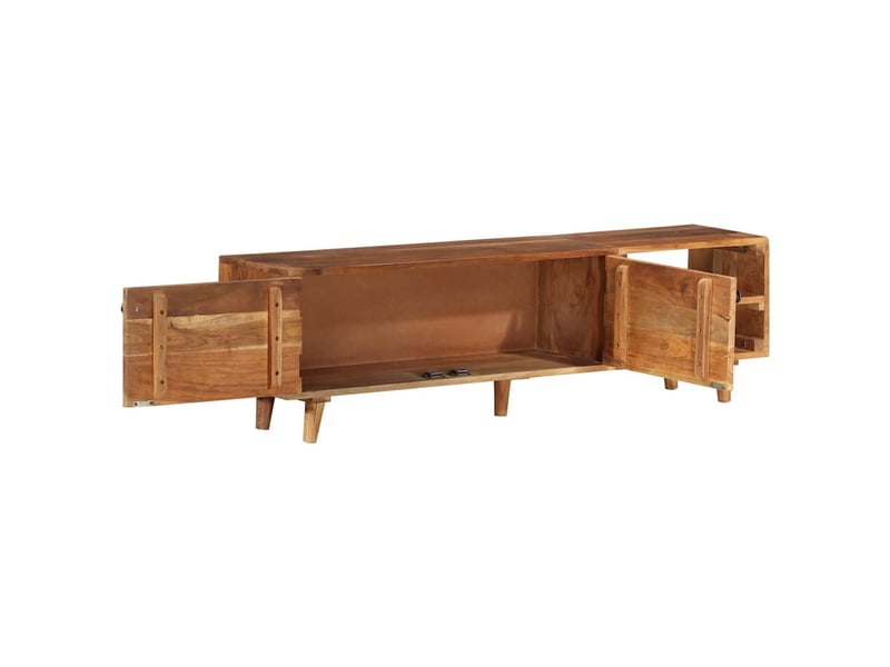  Meuble tv - banc tv - meuble de rangement bois massif d'acacia avec finition miel 140x30x40 cm  - Conforama E