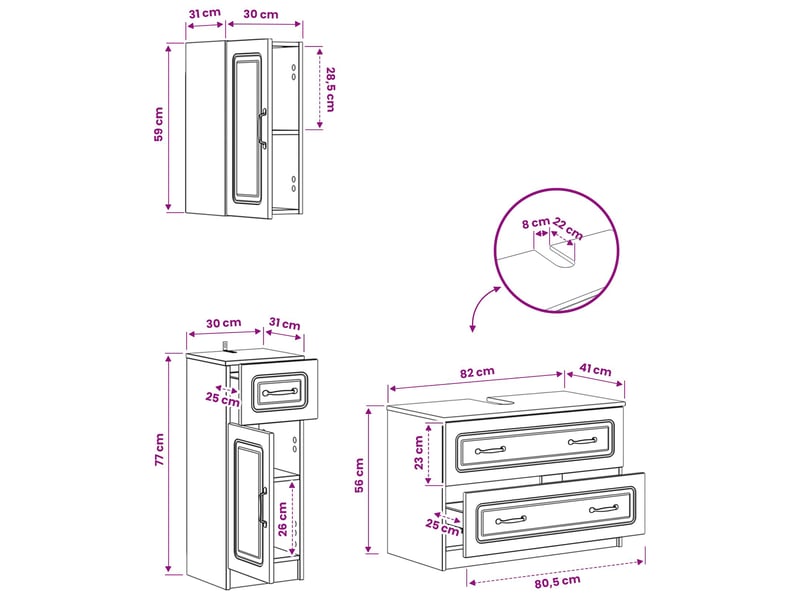  Ensemble de meuble de salle de bain 3 pièces utrecht cf63500  - Conforama E