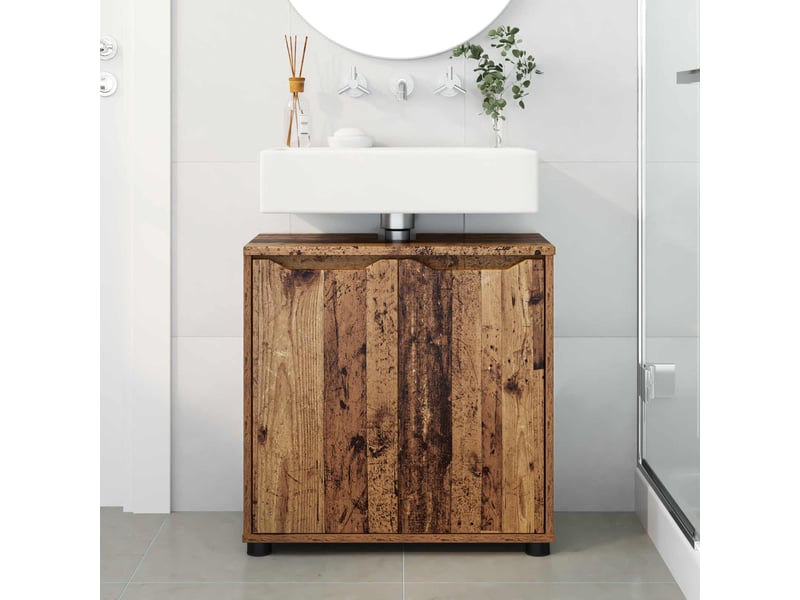 Armoire de lavabo de salle de bain bois ancien 60x30x60 cm - Conforama D