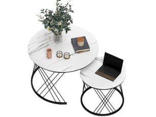 Table basse rond(e) coloris blanc MEUBLIV  - 70 cmx44.5 cm