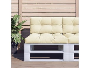Lot de 2 coussins de palette, coussins de canapé crème tissu cf59520