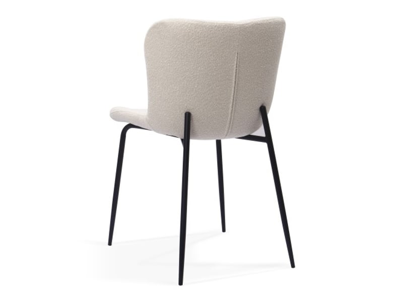  Chaises de salle à manger modernes – dossier haut arrondi, revêtement en tissu, pieds métal – 3 coloris – lot de 2  - Conforama E