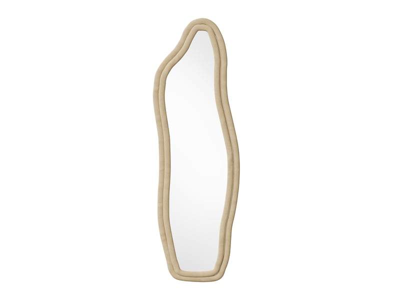  Miroir sur pied irrégulier 140 x 45 cm, miroir sur pied à cadre en alliage d’aluminium, idéal pour chambre, dressing, salon – design moderne, jaune  - Conforama A