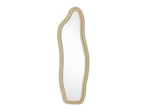 Miroir sur pied irrégulier 140 x 45 cm, miroir sur pied à cadre en alliage d’aluminium, idéal pour chambre, dressing, salon – design moderne, jaune