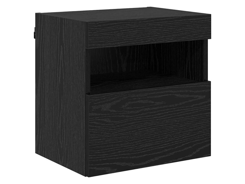 Lot de 2 meuble tv mural, meuble tv suspendu chêne noir bois d'ingénierie shl79894 - Conforama A