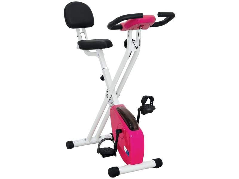  Vélo d'appartement pliable - collaboration .fr x ffhandball - 8 niveaux de résistance, dossier selle réglable, rose  - Conforama B