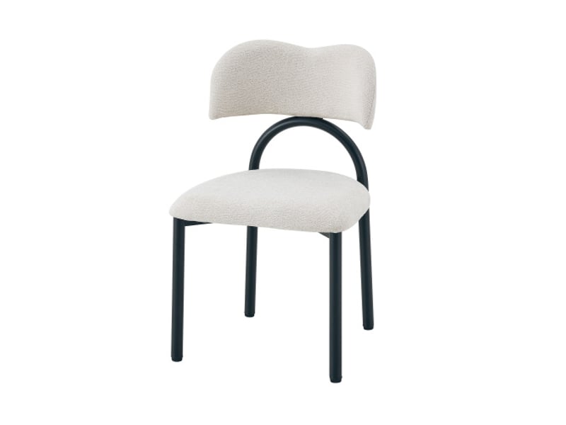  2 chaises de salle à manger modernes, assise et dossier rembourrés, piètement métal noir – sans table  - Conforama A
