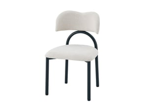 2 chaises de salle à manger modernes, assise et dossier rembourrés, piètement métal noir – sans table