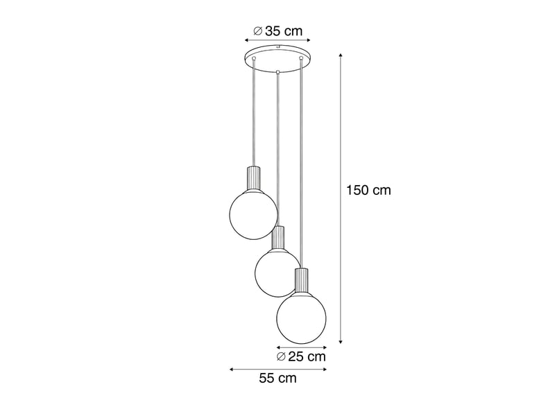  Suspension scandinave beige avec verre opale 3 lumières - polly  - Conforama C