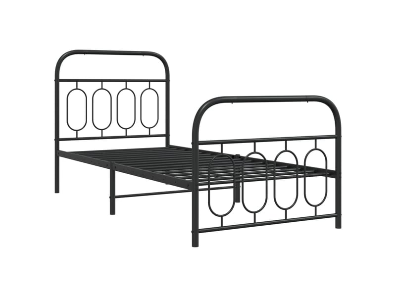  Lit simple- lit adulte -  cadre de lit métal sans matelas avec pied de lit noir 80x200 cm  - Conforama B