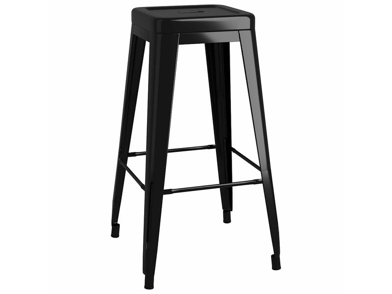  Lot de 2 tabouret de bar empilables noir métal  - Conforama C