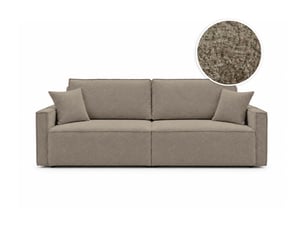 Canapé droit convertible LOUNGITUDE FARAH 3 places Tissu taupe avec coffre de rangement