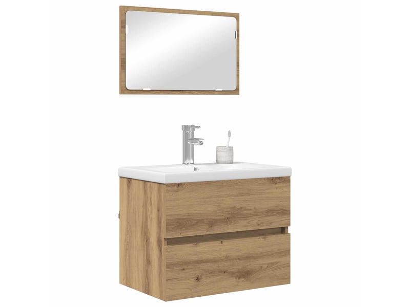  Ensemble de mobilier de salle de bain 3 pièces chêne artisanal cf64444  - Conforama C