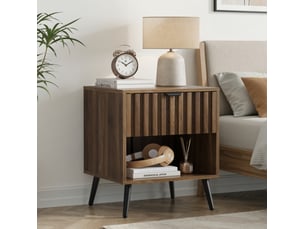 Table de chevet avec tiroir et niche 45 x 40 x 53 cm coloris noyer evryae