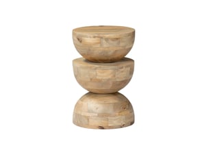 Table d'appoint. Bout de canapé. Table de chevet. Tabouret en bois de manguier. Naturel. Sita. Ø30 x h 45cm