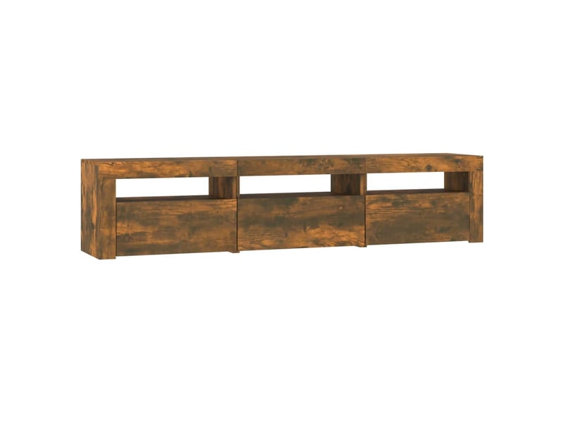 Meuble tv - banc tv - meuble de rangement avec lumières led chêne fumé 180x35x40 cm - Conforama D