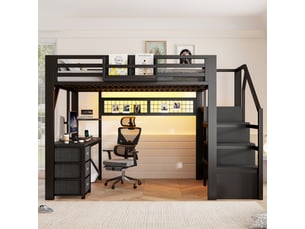 Lit mezzanine 140x200 cm <strong>MODERNLUXE</strong>  <strong></strong> coloris noir