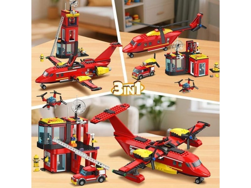  Jeu de construction 3 en 1 rescue avion helicoptere + camion de pompiers echelle extensible 151498_AABFD28342_6_DROPFR - Conforama B