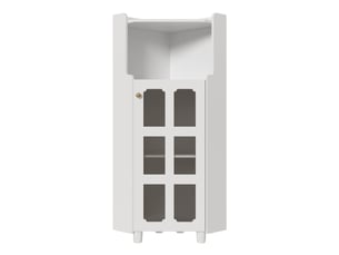 Meuble d’angle blanc 63,5 × 124 cm, finition laquée, led avec app