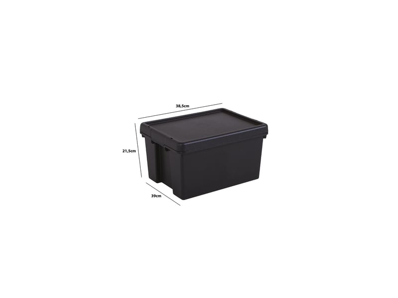 Boîte stockage en plastique noir 29 x 38,5 x 21,5 cm 16l 35468C - Conforama B
