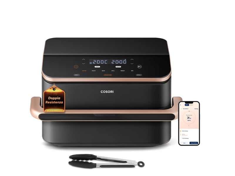  Cosori dual blaze twinfry chef edition double 10 l autonome 2800 w friteuse d’air chaud gris foncé, or rose  - Conforama A