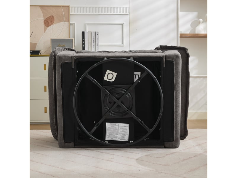  Fauteuil individuel rembourré pivotant 360° en tissu chenille  - Conforama D