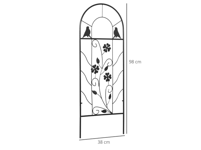  Treillis métallique décoratif - ensemble de 2 - 38x98 cm - noir - décoration oiseaux et trèfles 38x0.8x98cm - Conforama C