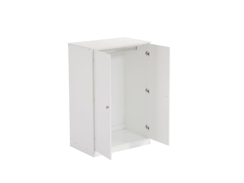  Armoire à vêtements 80x50x120 cm 2 portes mdf blanche avec tringle, idéale pour chambre, salon ou chambre d’enfant  - Conforama E
