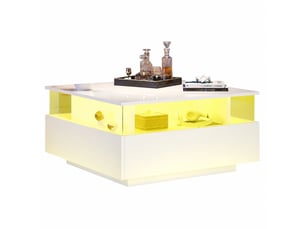 Table basse carré(e) coloris blanc <strong></strong> <strong></strong> - 70 cmx70 cm