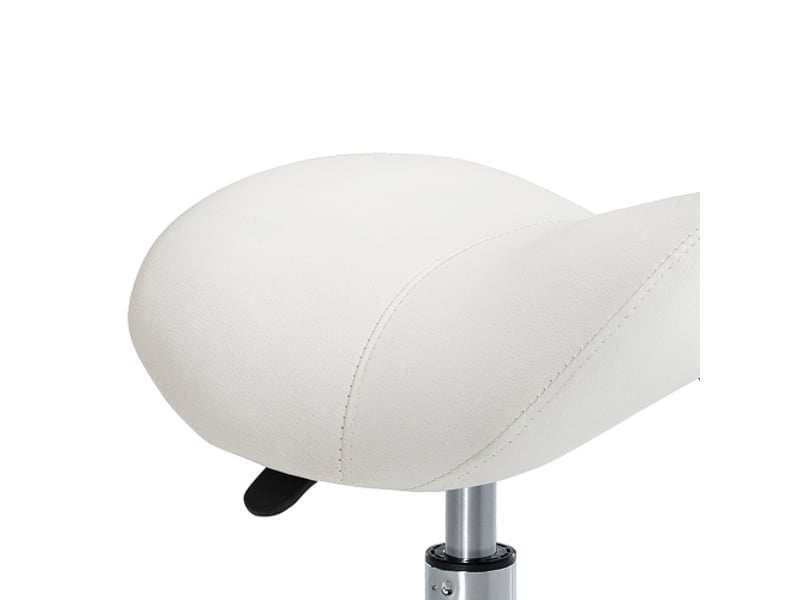  Tabouret selle pivotant rembourré réglable en hauteur, blanc, pour bureau et maison  - Conforama E