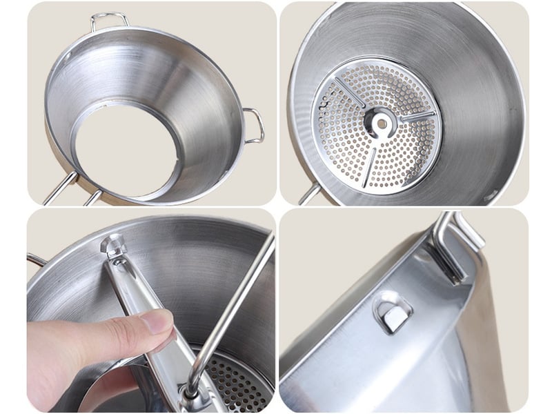  Moulin à légumes manuel en inox – broyage facile pour purées, soupes et compotes  - Conforama E