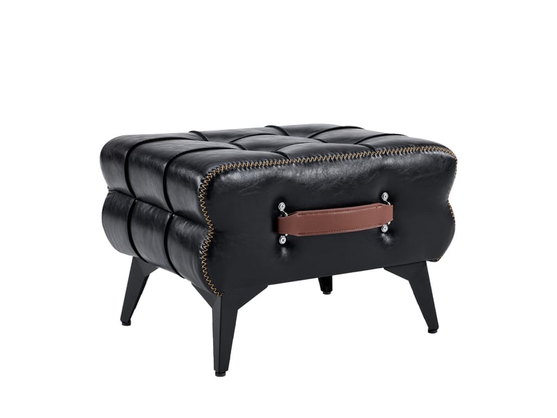  Pouf repose-pieds avec poignée similicuir noir 43 x 33 x 30 cm W3498P459708 - Conforama B