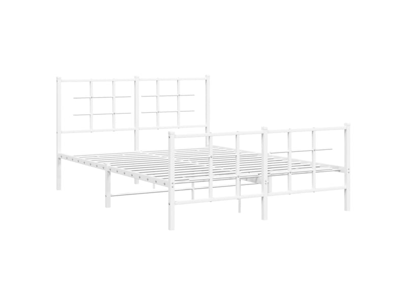  Lit double- lit adulte -  cadre de lit métal sans matelas et pied de lit blanc 140x190 cm  - Conforama B