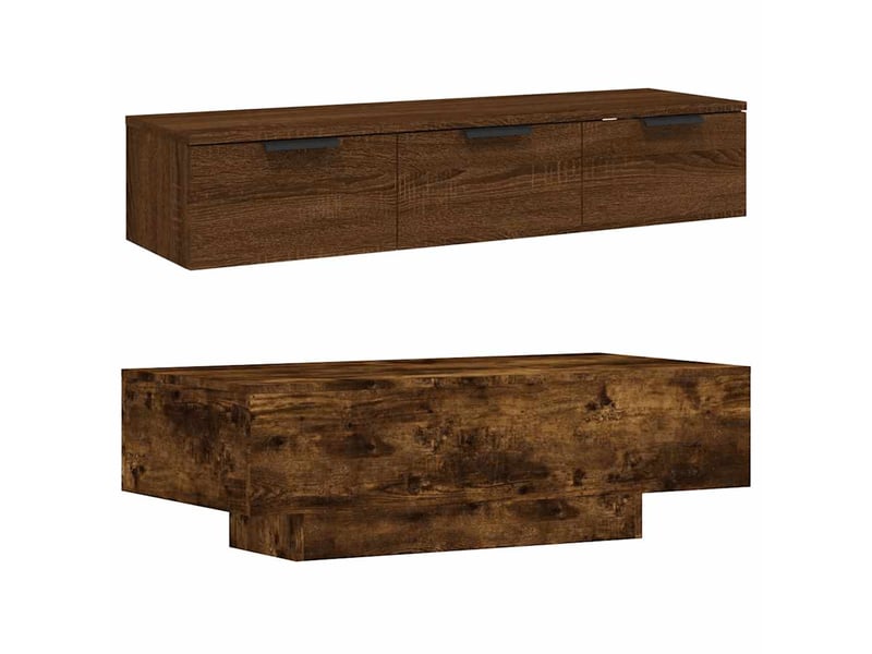  Table basse rectangulaire | table de salon chêne fumé 100x49,5x31 cm bois d'ingénierie  - Conforama D